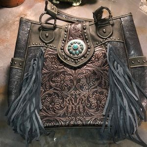 Genuine Leather Concealed Carry Hand Bag w/ Tassel